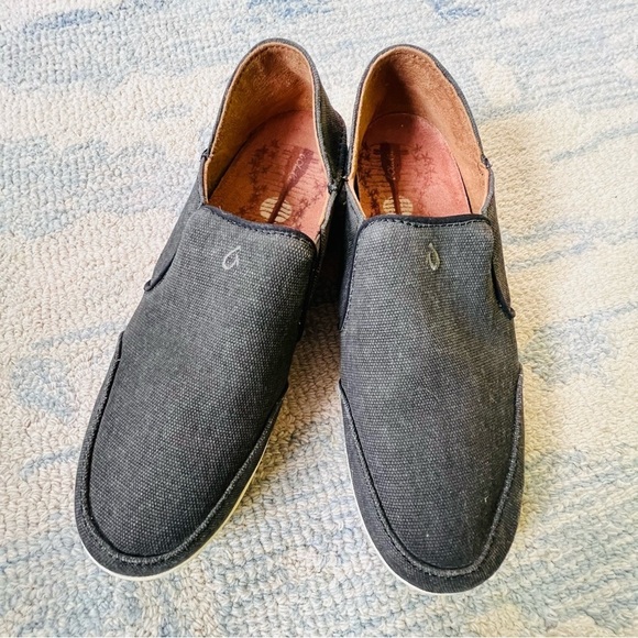 OluKai Waialua Canvas Shoes with Anatomical Footbed Charcoal Gray SIZE 10 - Picture 2 of 12